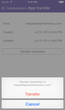 Screenshot of app transfer confirmation dialog.